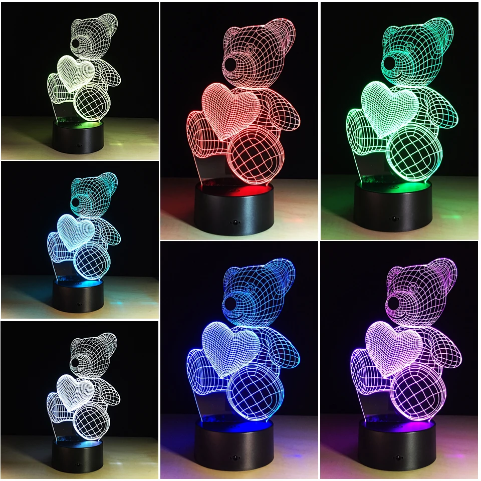 Новый Chaohui Детский плюшевый медвежонок 3D USB светодиодный ночник удерживает