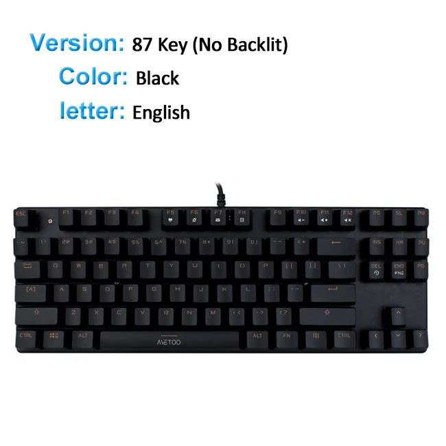 Проводная Механическая клавиатура 87/104 ключей RGB синий переключатель светодиодный подсветкой anti-ореолы для игры русский/английский/ испанский макет - Цвет: English no backlight