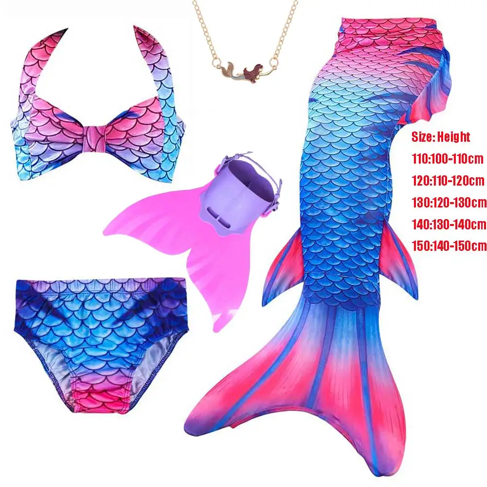 5pcs Costume Set 2 Walkable/купальные костюмы с хвостом русалки с невидимой молнией снизу принцесса Русалка Костюм Купальник ожерелье бутик наряд - Цвет: 5pcs Costume Set 2