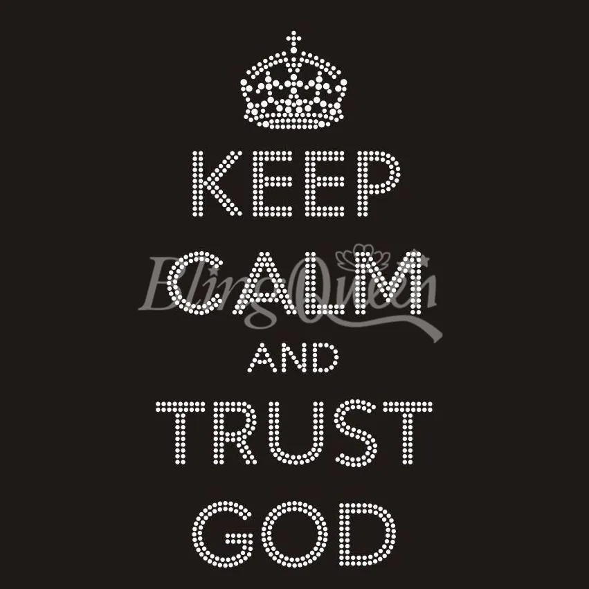 BlingQueen 25 шт./лот корейские стразы переводки Keep Calm and Trust God Design|rhinestone transfers|korean