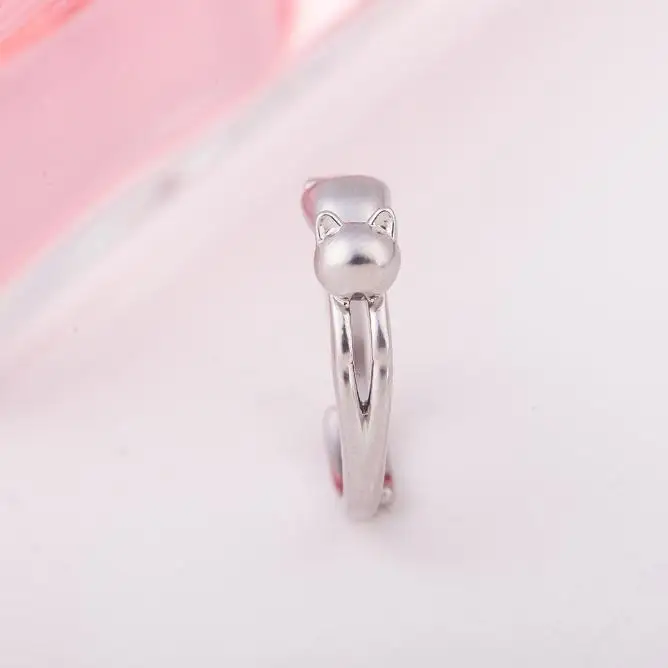 Женское кольцо с кошачьим котенком винтажное серебряное покрытием модные