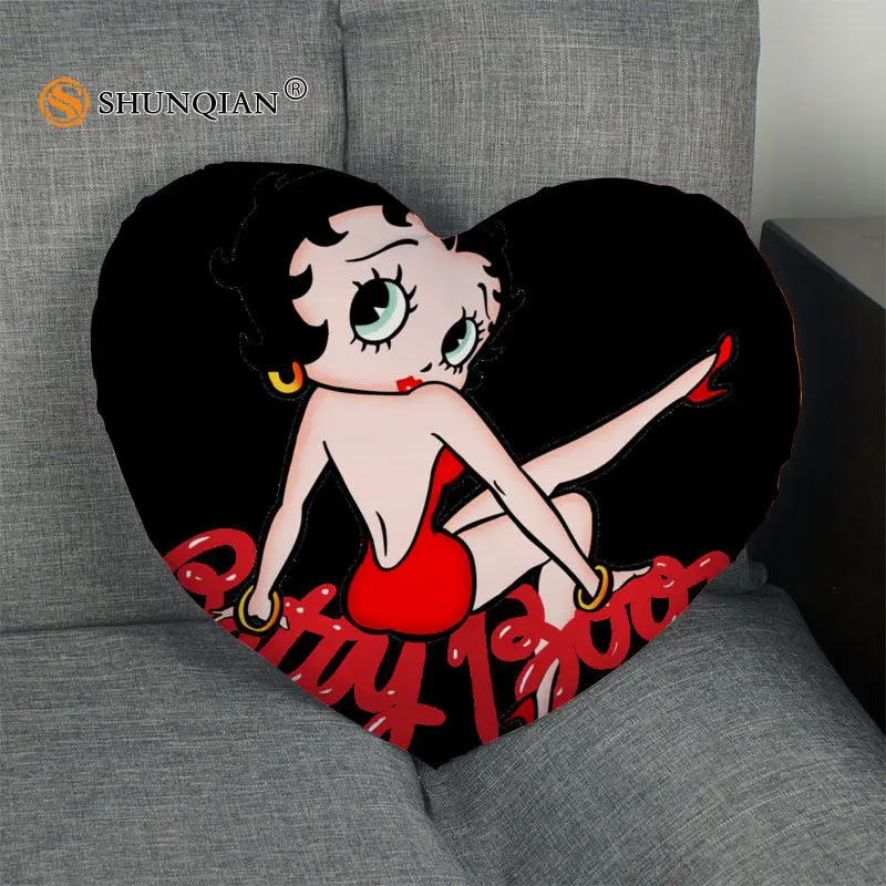 Betty Boop горячая Распродажа наволочка в форме сердца на заказ Наволочка на молнии для свадьбы для дома или офиса, декоративные, размер 41x36 см, 47x42 см