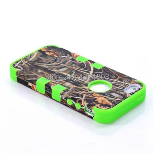 Retro Grass Camo Design 3 in 1 Combo Robot PC Rubber Hybird cover CASE for iPhone 5 5s +Free shipping |