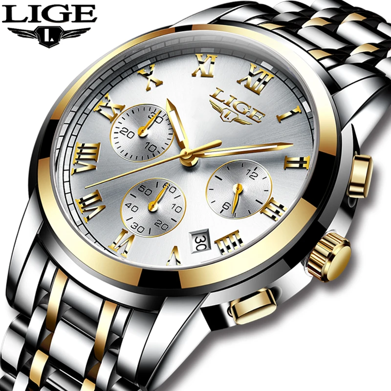 LIGE Новинка 2019 года часы для мужчин Элитный бренд хронограф спортивные