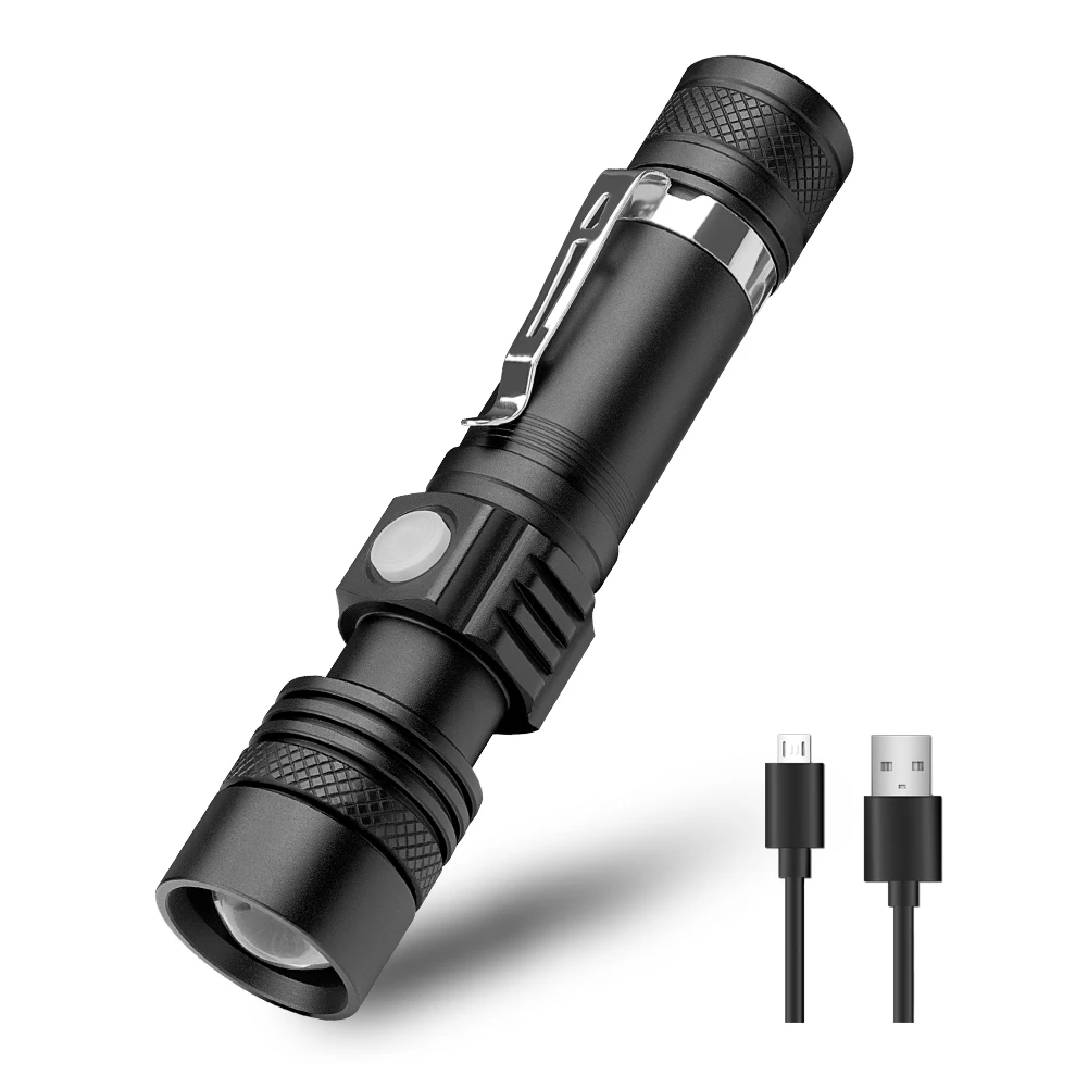Тактический фонарь, XML-T6 светодиодный, 3 режима, USB Перезаряжаемый, 18650 фонарик, масштабируемый фонарь, фонарь для ночной рыбалки, аварийная лампа