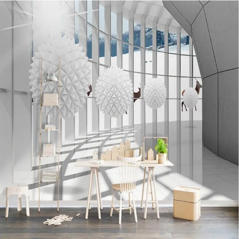 Пользовательские большие фрески 3d шар коридор архитектурное пространство