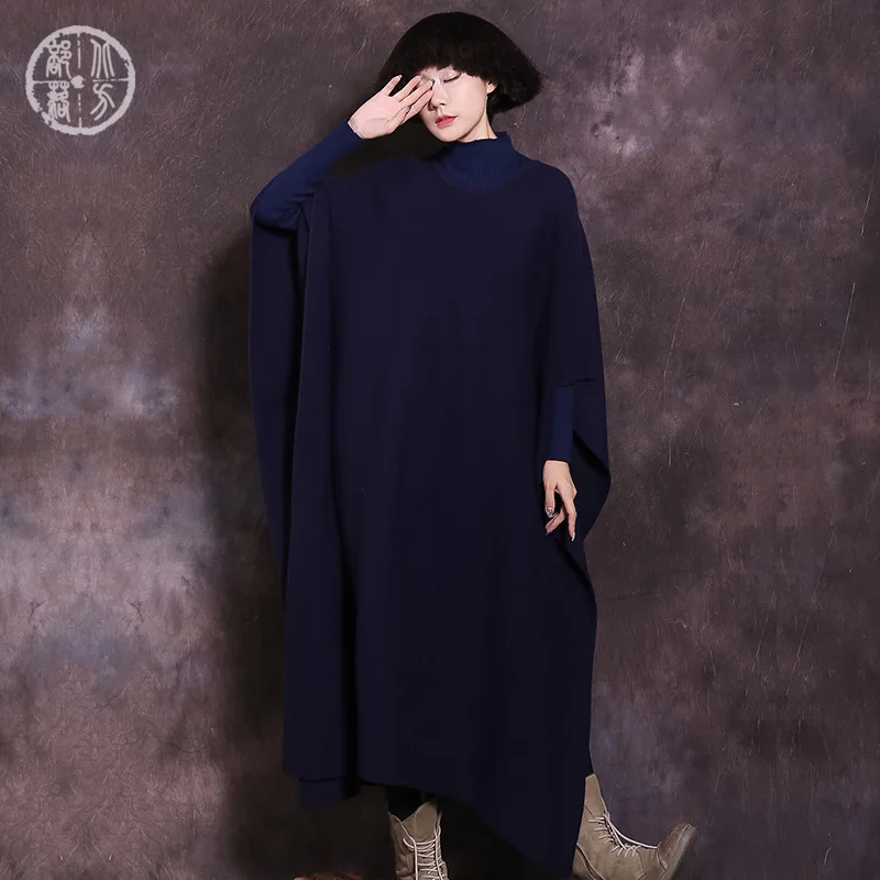 2018 женский новый весенний свитер с рукавами летучая мышь вязаный длинный