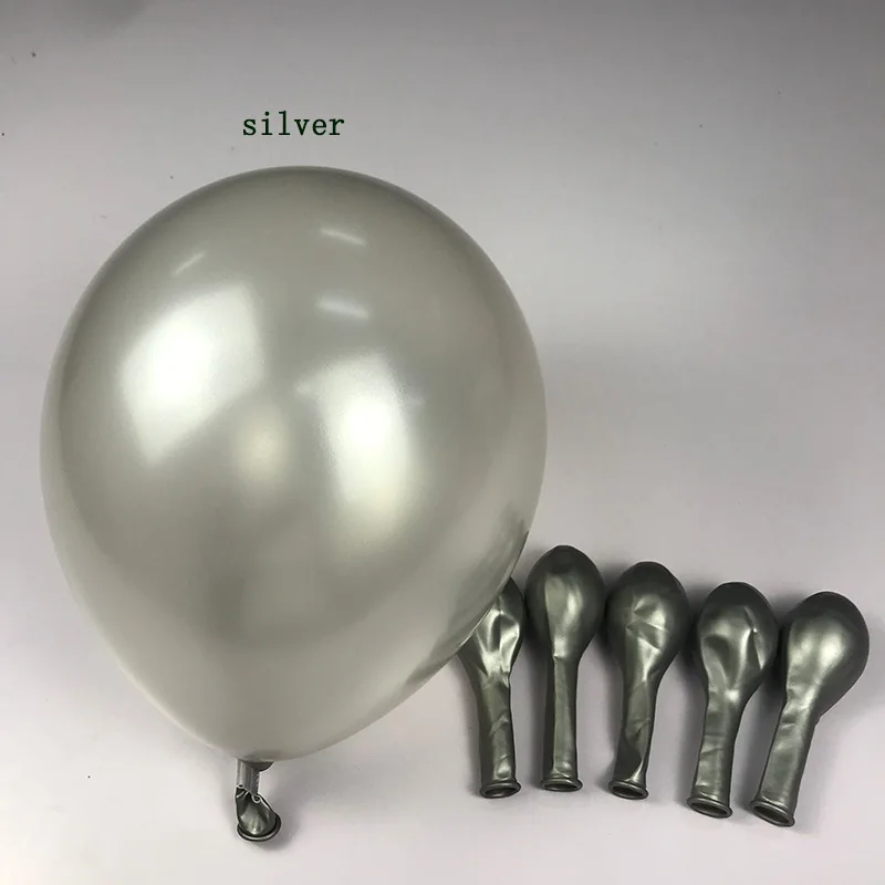 silver Хит 10 шт./лот 2,2 г розовый жемчуг латексный шар 17 цветов надувные свадебные декоративные воздушные шары с днем рождения - Цвет: silver