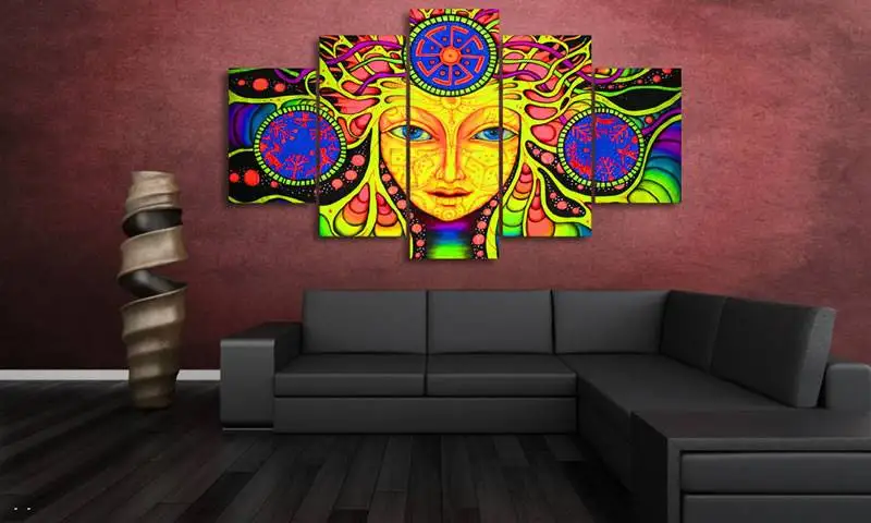 Hd печатная психоделическая мандала абстрактная живопись на холсте украшение