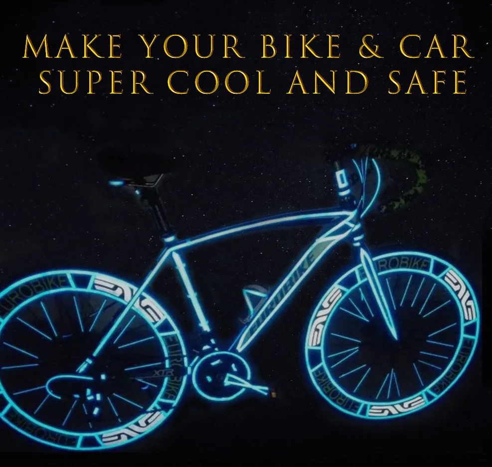 8 м * 2 см ширина флуоресцентные MTB велосипедные стикеры Светоотражающие для