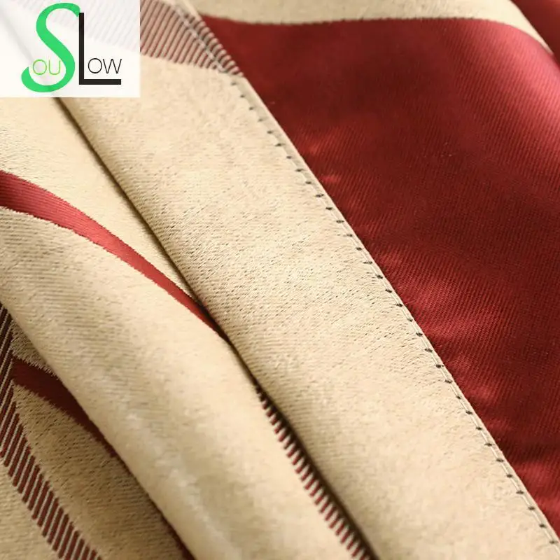 Жаккардовые занавески Slow Soul в синюю красную кофейную полоску шторы на заказ для