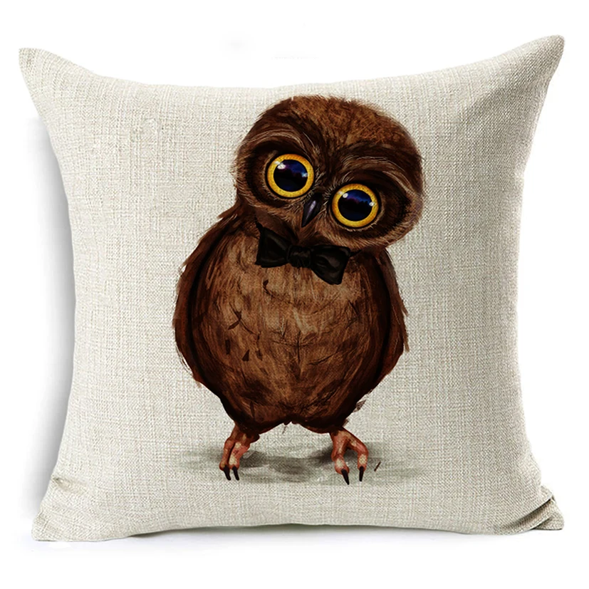 WZH Printed Animals Cushion Cover 45x45cm Linen Decorative Pillow Cover Sofa Bed Pillow Case - Цвет: 18