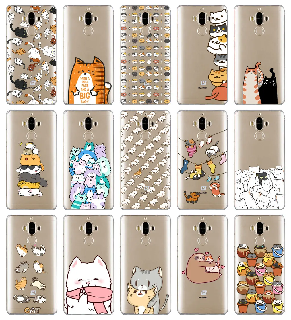 DREAMFOX L513 Cute Cat Soft TPU Silicone Case Cover For Huawei Mate Nova 2 9 10 20 30 Lite Pro Plus |