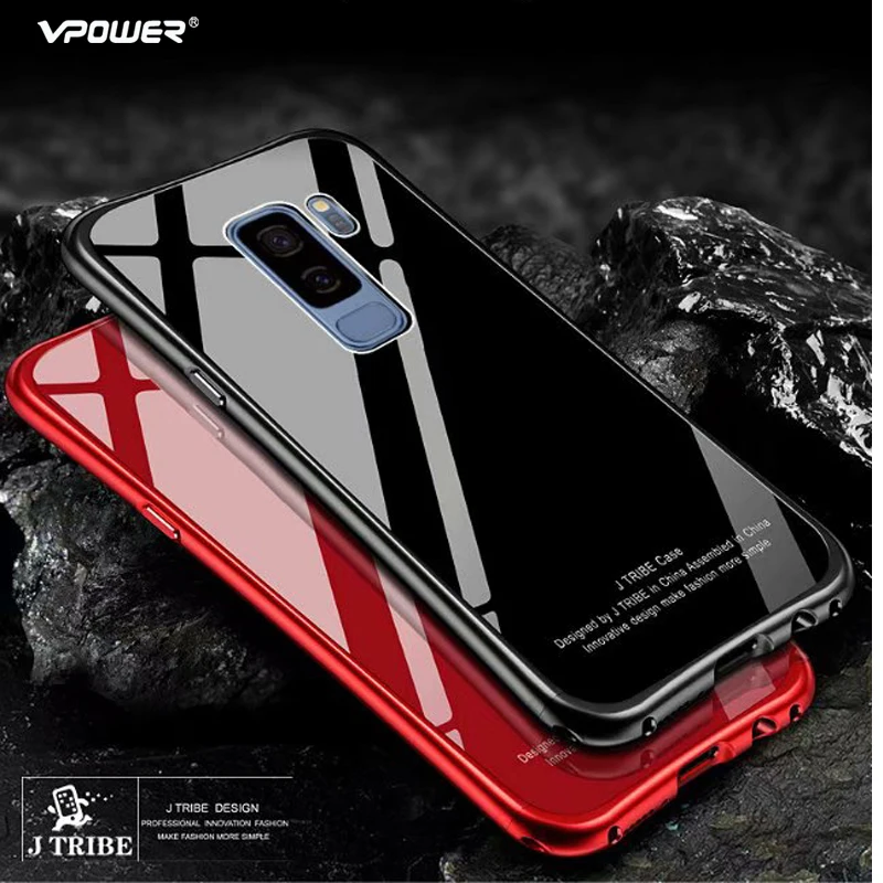 Чехол Vpower для samsung Galaxy S9 PLUS, алюминиевая рамка для бампера, Задняя стеклянная крышка для samsung S9 Plus, металлический чехол из закаленного стекла