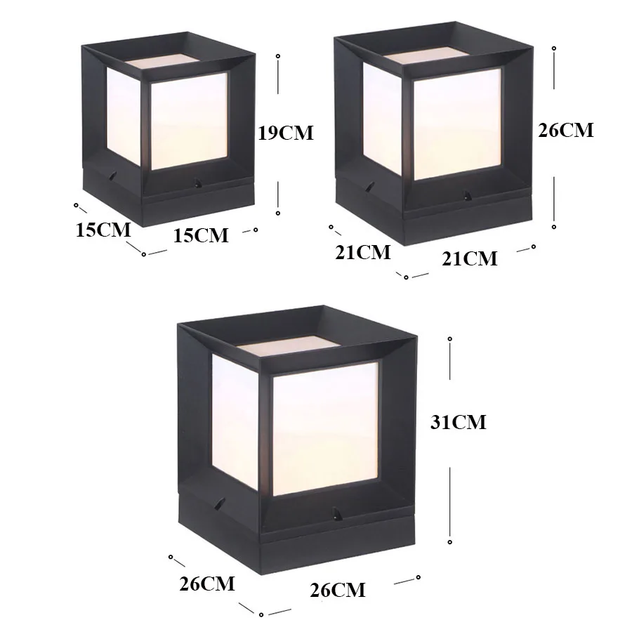 

Thrisdar Outdoor Solar Pillar Lamp Waterproof Gate Fence Deck Landscape Lawn Light Villa Garden Gate Front Door Stigma Lamps