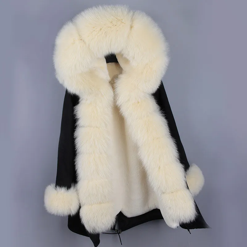 Зимняя куртка женская брендовая парка 2019 меховое пальто натуральный Лисий