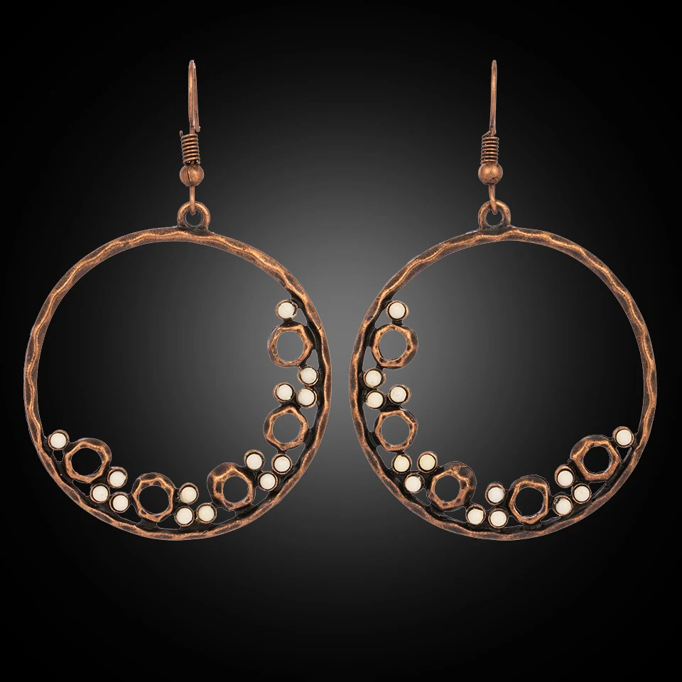 Винтаж Boho Индии Этнические бусы круглые серьги с болтающимися частями для Для