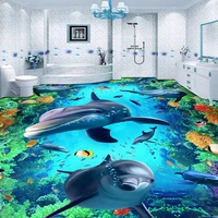 custom 3d flooring photo wallpaper underwater world dolphin vinyl floor mural de parede pvc waterproof floor sticker wall paper