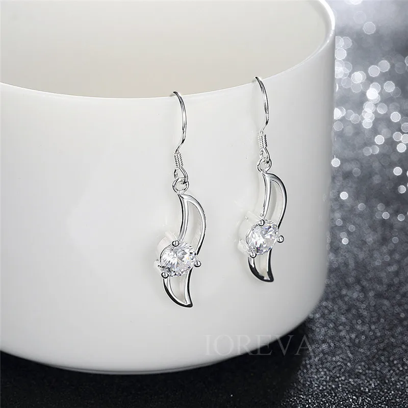 Падение листьев серьги для женщин циркон имитация алмазный посеребренные
