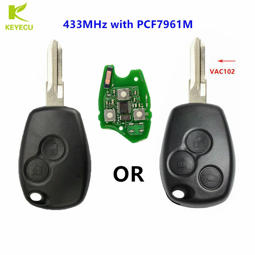 KEYECU запасной дистанционный ключ брелок от машины 433 МГц с PCF7961M HITAG AES Chip Uncut VAC102 для