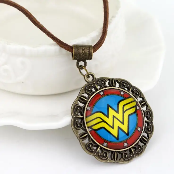 DC Super hero Wonder Woman ожерелье круглый супер герой Супергерл логотип кулон s для женщин