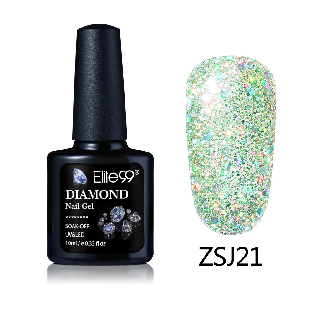 ZSJ21 Elite99 10 мл 3D бриллиантовый Гель-лак с блестками лак для ногтей с блестками Гель УФ Гели Soak Off светодиодный блестящие, семиперманентный лаковое гелевое покрытие для ногтей - Цвет: ZSJ21