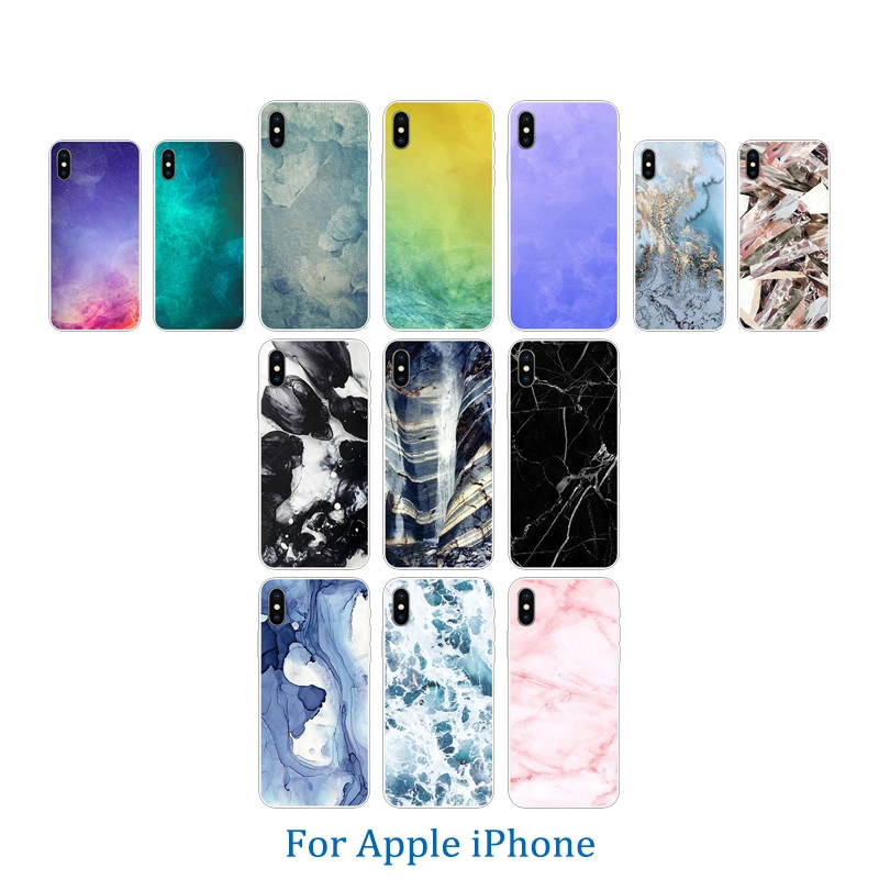 for iPhone X 10 Soft Silicone Phone Case Apple 6 6s 7 8 Plus Matte TPU Color Stone Pattern 5S 5C Transparent Bags |