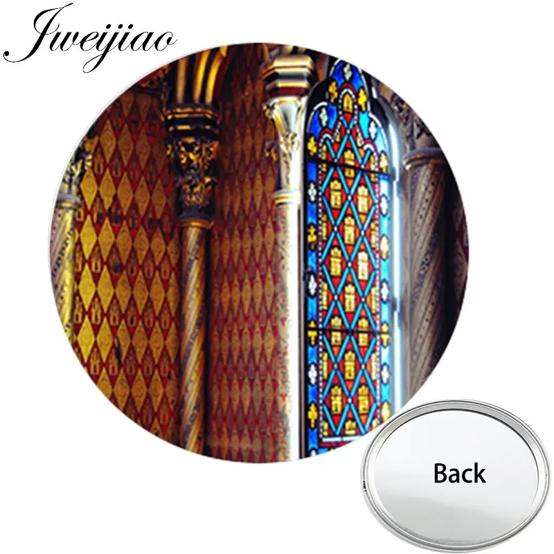 

JWEIJIAO Notre Dame de Paris Anniversary One Side Flat Mini Pocket Mirror Compact Makeup Vanity Hand Travel Purse Mirror