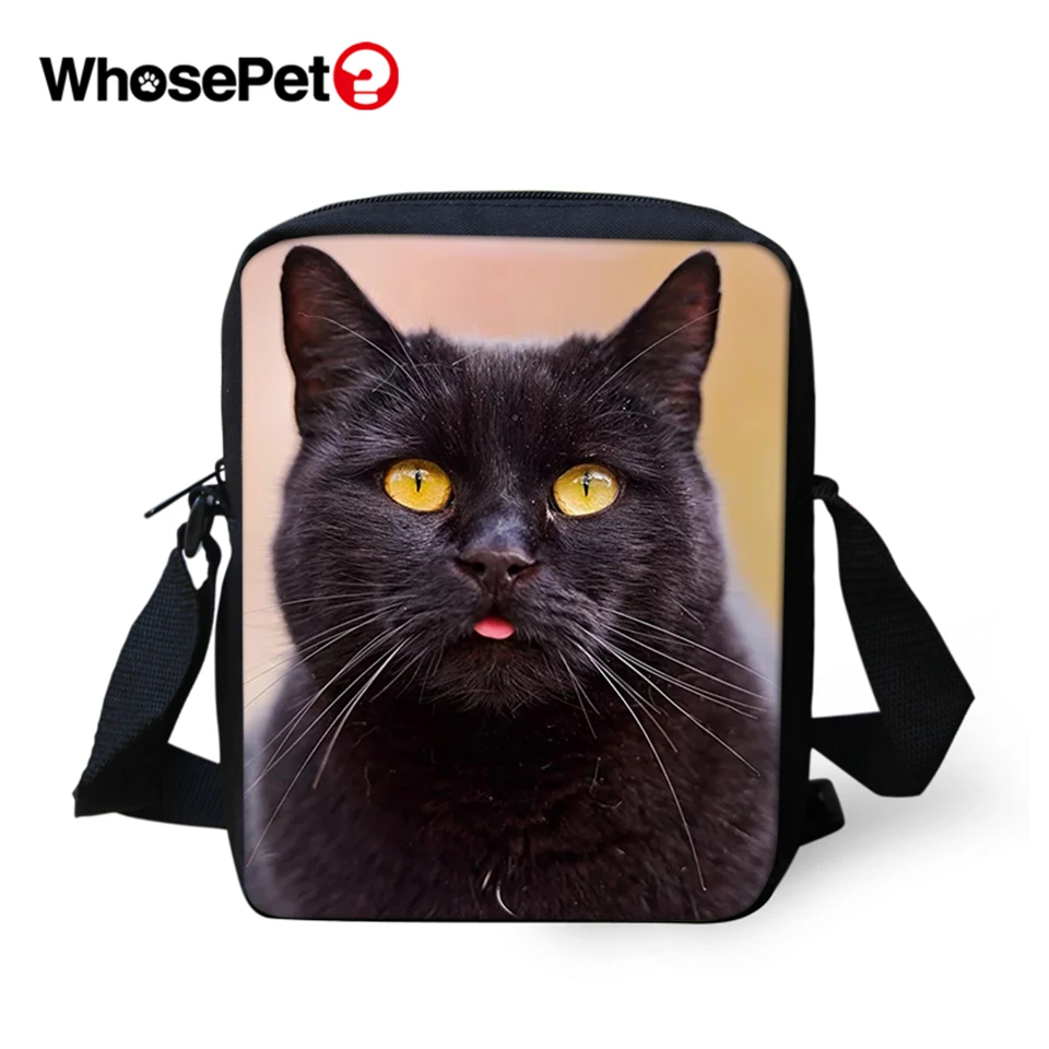 WHOSEPET Kawaii черные кошки женские сумки мессенджеры животные кросс боди через плечо