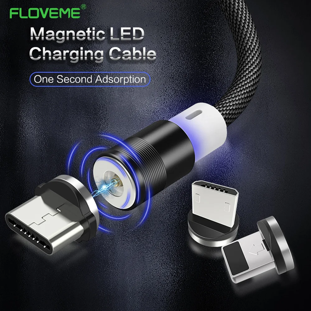 FLOVEME 3в1 Магнитный кабель usb type C кабель для Nokia 7 8 Plus Магнит Micro usb кабель для зарядки для iPhone Xiaomi samsung S5 S6