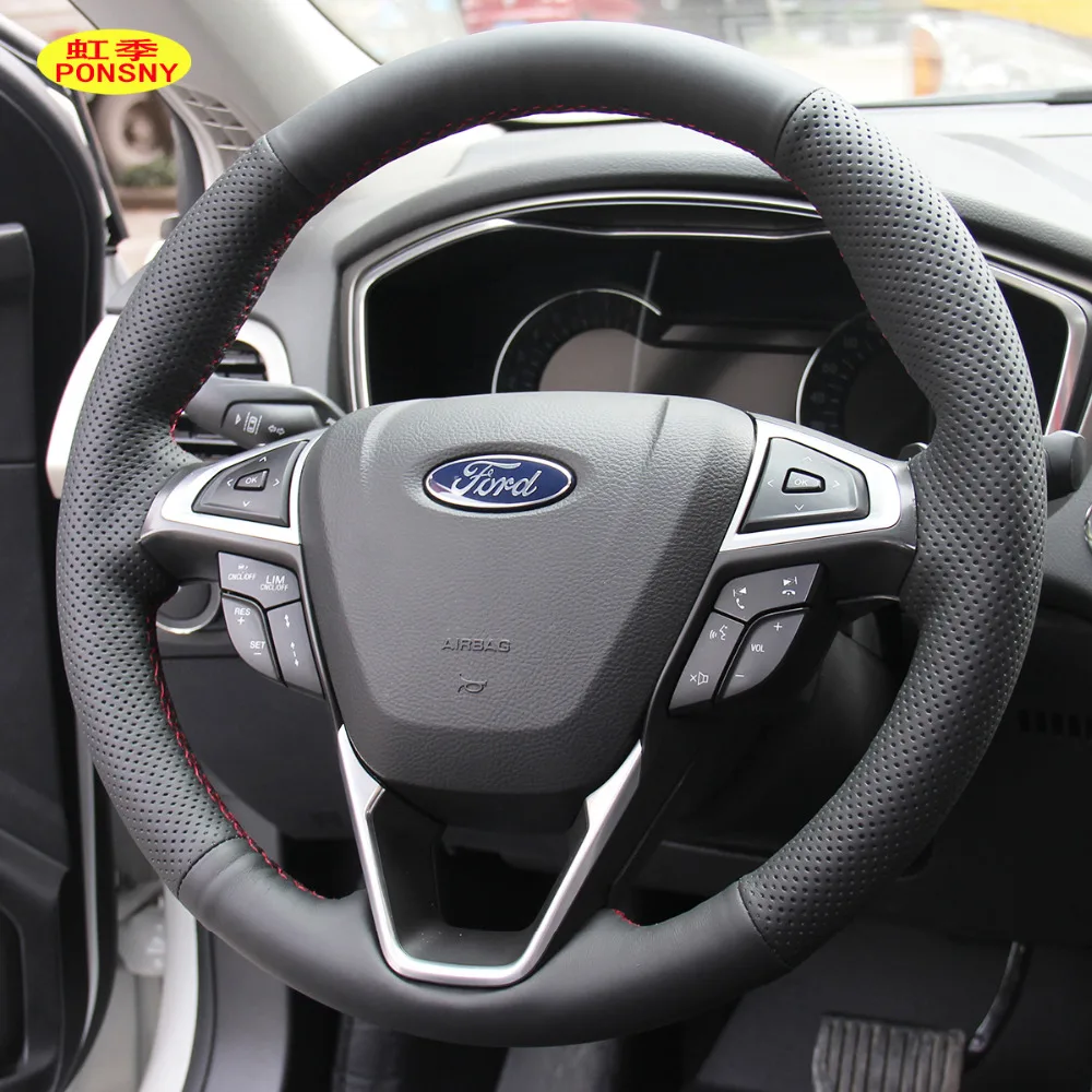 Чехол PONSNY для руля/шестерни автомобиля из натуральной кожи чехол Ford Mondeo 2013 сшитый