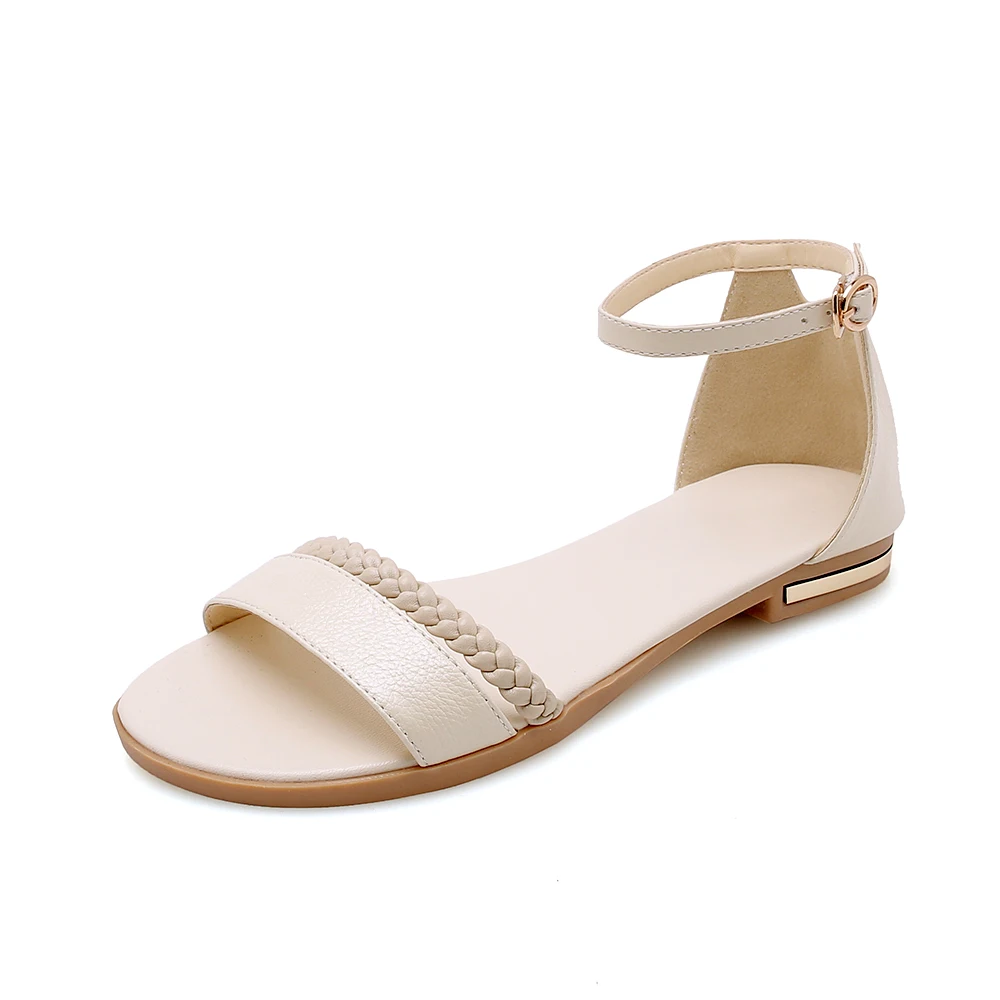 Женские босоножки натуральная кожа мягкая резиновая подошва Базовая Пряжка