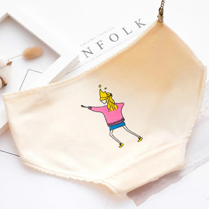 Новинка; 4 шт./лот; трусы для девочек-подростков; трусы для девочек; Мягкое хлопковое нижнее белье для девочек с героями мультфильмов; трусы для студентов