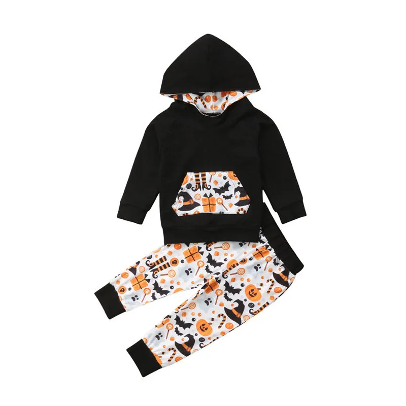 Halloween Infant Baby Boy Girl Hoodies Set Tops+Pants Pumpkin&ampGhost Outfit Newborn Clothes Cotton Regular Sets | Детская одежда и