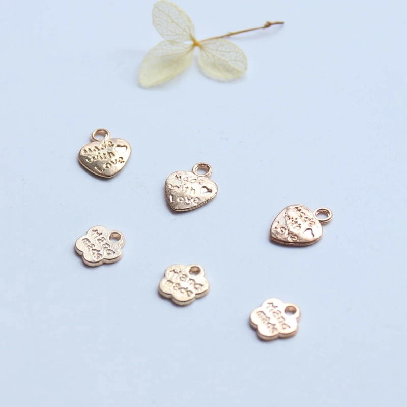 9MM 100Pcs Heart Flower Shape KC Gold Color Alloy Jewelry Charms Beads Jewellery Pendants | Украшения и аксессуары