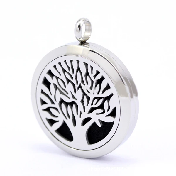 

2016 New 10pcs/lot 30mm Stainles Steel Hollow Tree Round Essential Oil Diffuser Perfume Locket Pendant (Without Chain)