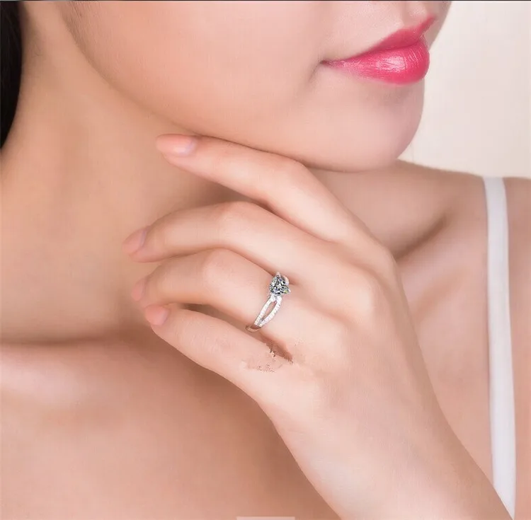 

Test Positive Moissanite Love Promise Heart Diamond Ring 1CT Genuine Female Solid White Gold Au585 Marriage Ring