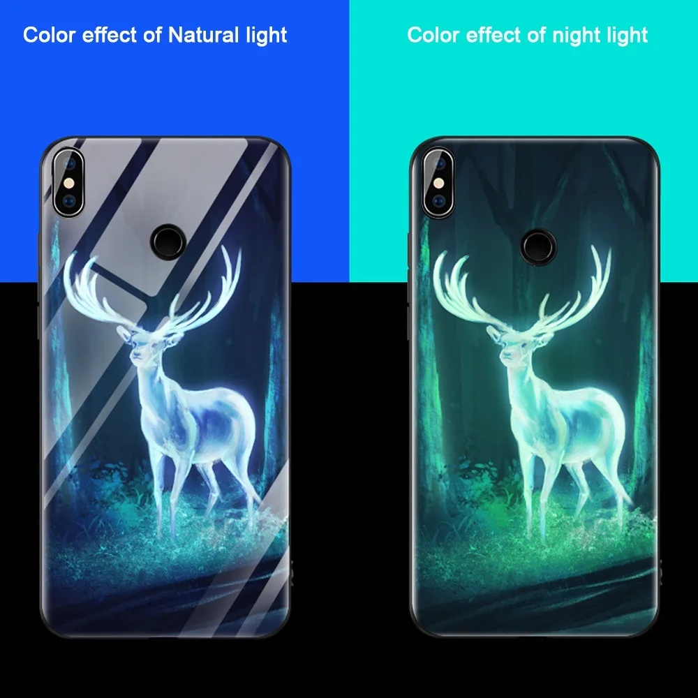 Чехол в виде светящегося стекла для Vivo V 9 7 5X20 21 23 Y 66 67 71 75 79 83 85 NEX Милая Звездная стеклянная задняя крышка для телефона с изображением оленя метеора Nebuls