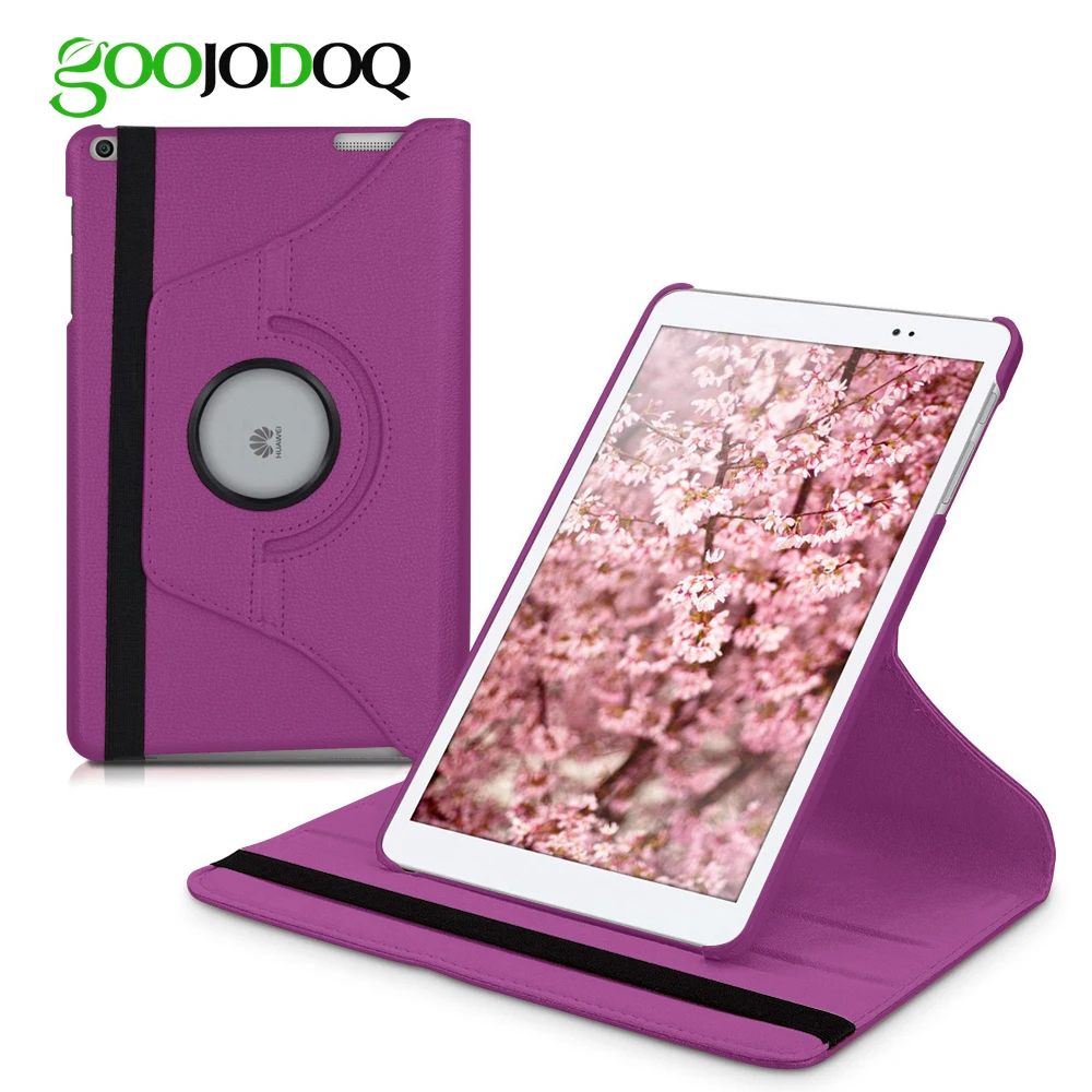 GOOJODOQ для huawei MediaPad T3 10 чехол ультра тонкий легкий 360 подставка смарт-чехол для huawei MediaPad T3 10,0 чехол 9,7 дюймов - Цвет: Фиолетовый