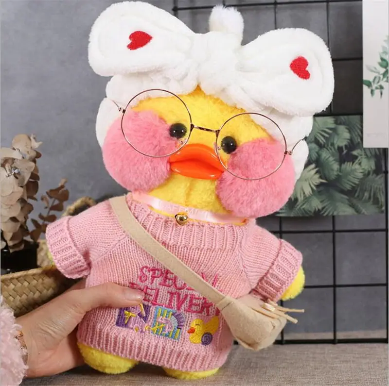 Армейский зеленый 30 см Kawaii LaLafanfan кафе утка плюшевая игрушка мультяшная Милая Утка Мягкая кукла животные куклы детские игрушки подарок на день рождения для детей - Цвет: Армейский зеленый