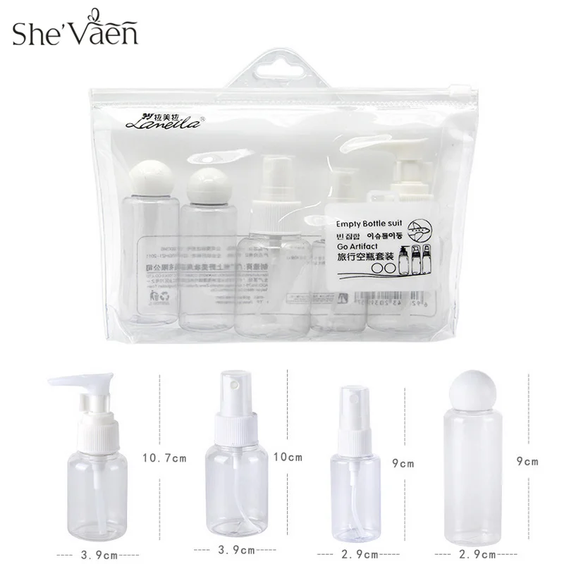 

5PCS Set Refillable Cosmetic Travel Size Bottle Set Empty Portable Travel Bottle Container Pack