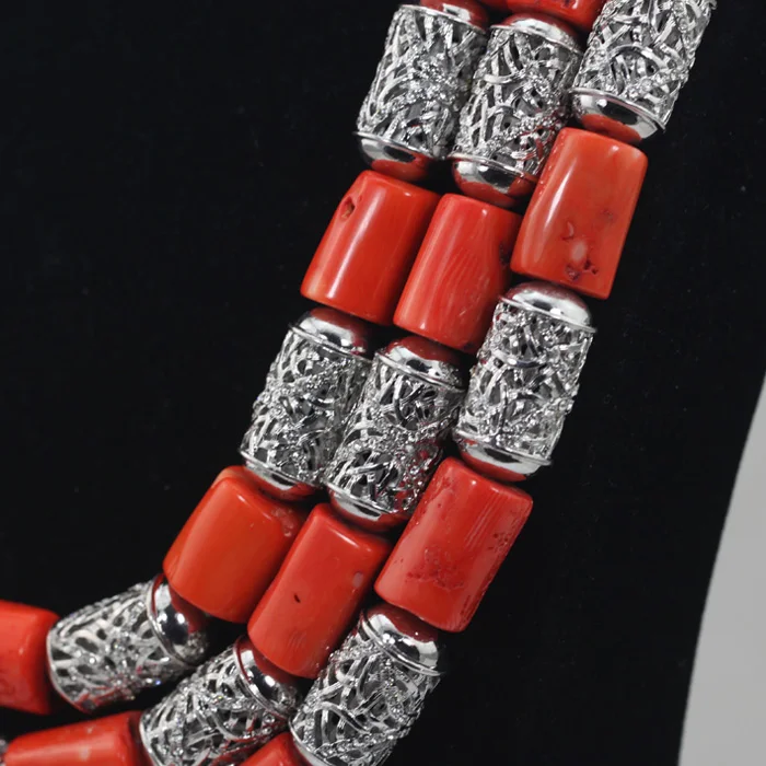 Африканские свадебные серебряные смешанные оранжевые большие Коралловые бусы