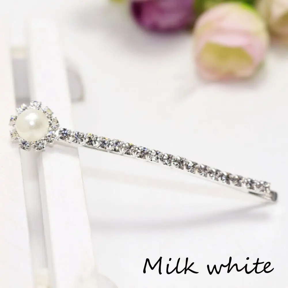 Milk White 1/2 шт модные шпильки, хрустальные стразы, заколка для волос для женщин и девушек, заколка для волос, аксессуары для волос - Цвет: Milk White
