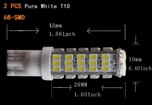 Комплект светодиодная лампа 68 светодиодов автомобильная T10 Farolete|68 leds|led pingolampada led