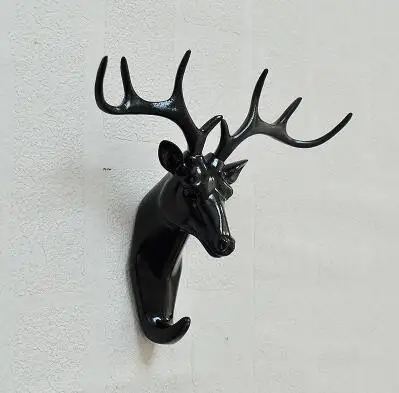 black deer 3D крючок олень носорог слон жираф Лошадь Животное декоративный крючок креативная Смола Модель ванная комната настенный крючок для пальто настенный крючок - Цвет: black deer