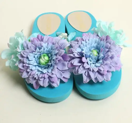 Небесно-голубой HAHAFLOWER летние Для женщин флип-флоп сандалии на плоской подошве; Вьетнамки с подошвой из цельного дерева; сандалии купание на танкетке, сандалии женские туфли - Цвет: Небесно-голубой