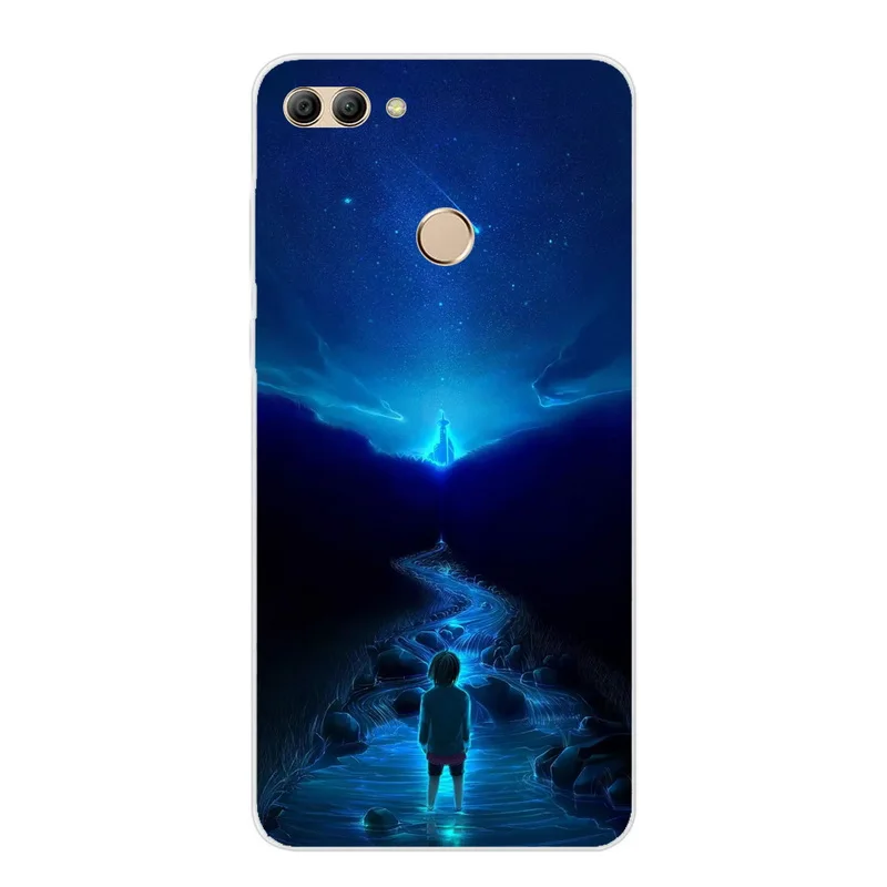 Силиконовый чехол для телефона, для huawei Y9 мягкий чехол для телефона пространство художественный Принт Крышка для huawei Y 9 Y9 Прозрачный Бампер бант из ленты TPU с изображением Y9 - Цвет: 06
