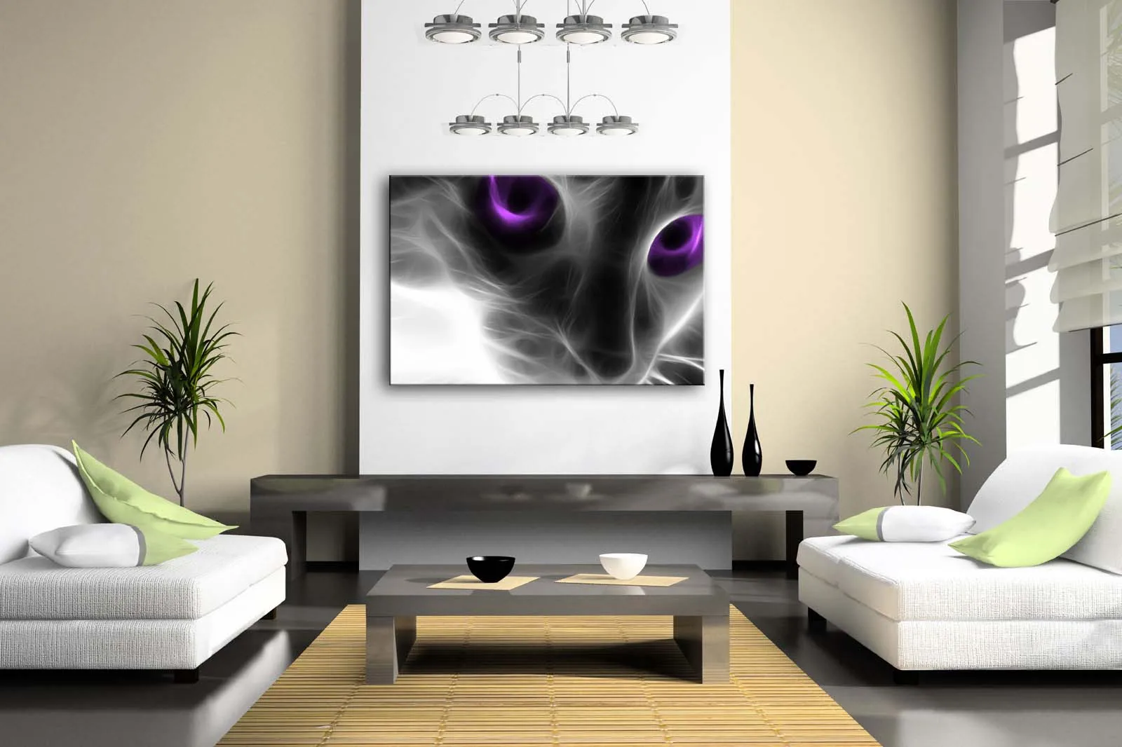В рамке настенные художественные фотографии Кот фиолетовые глаза холст принт