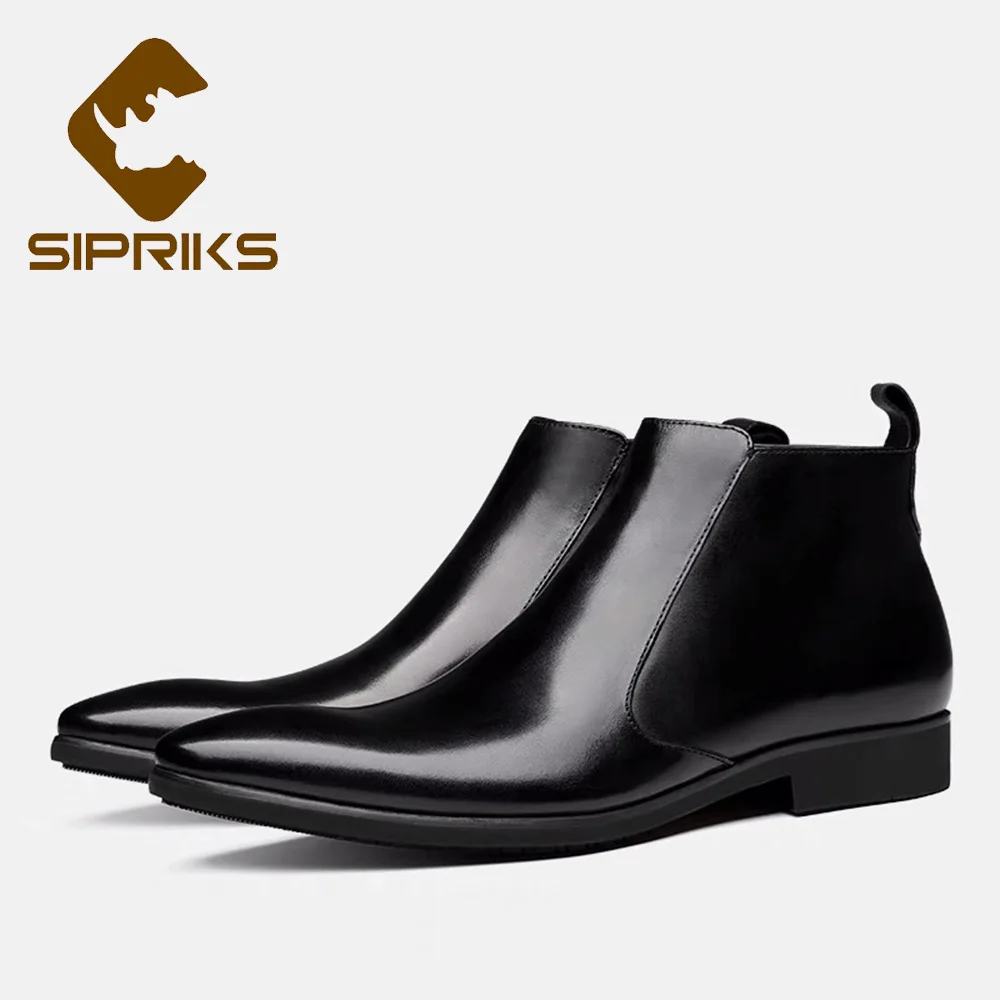 Sipriks/ботинки en vrai cuir homme ботинки из натуральной кожи на молнии элегантные черные
