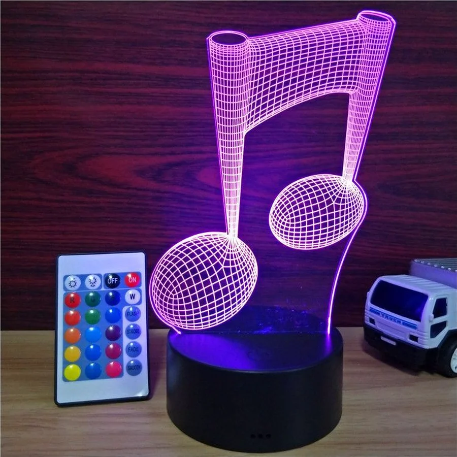 Music Note 3D Decoration Bedside Sleeping Nightlight Touch Colorful USB LED Creative Motion Table Night Light for Child Gift | Лампы и